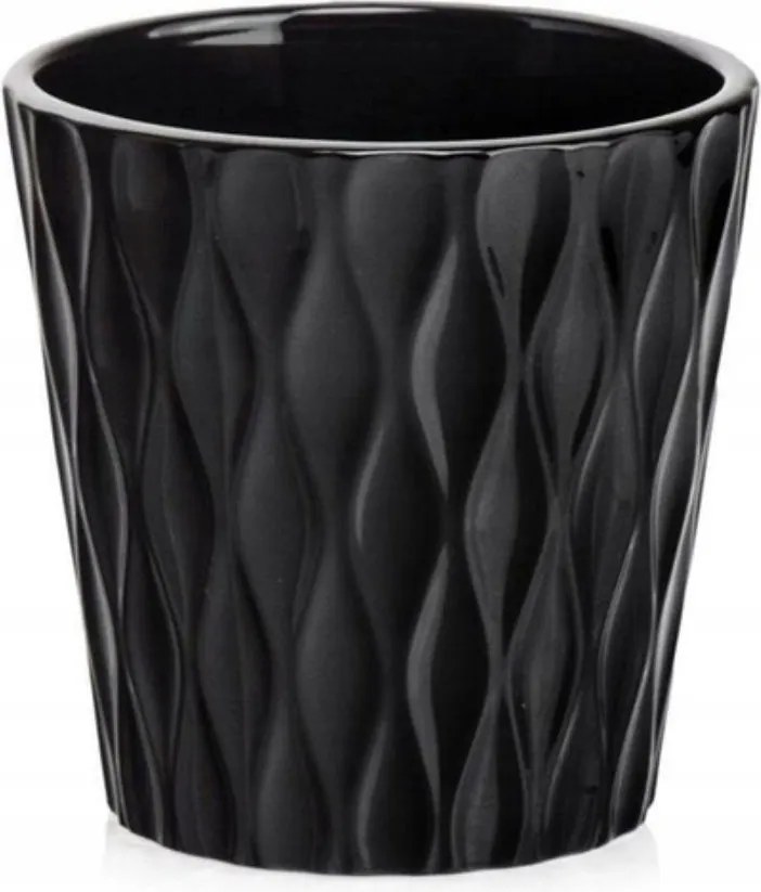 Kerámia Fedő Virágtartó 13 x 14 cm Fekete