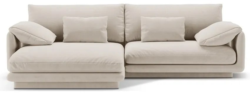 Fehér bársony sarokkanapé (bal oldali-heverő résszel) Torino – Micadoni