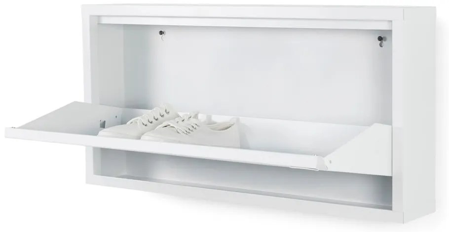 Fehér fém billenő ajtós cipőtartó 75x37,5x12,5 cm Billy – Spinder Design