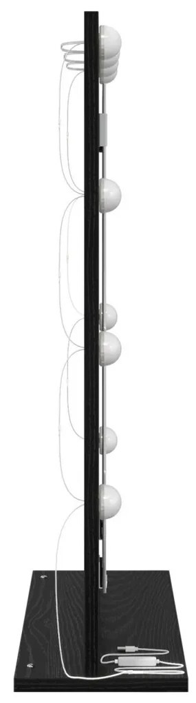 LED világításos tükör fekete tölgy 70x50x18 cm