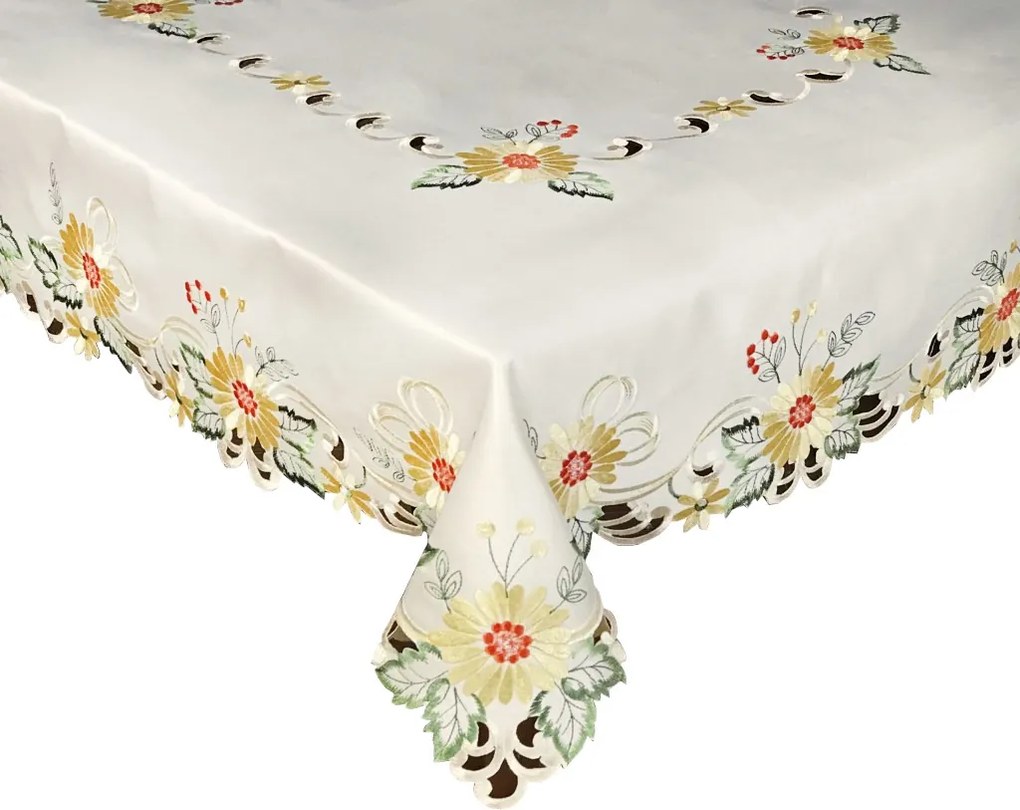 Abrosz Asztalra 130x170 Krémszínű Dekoratív Virágok