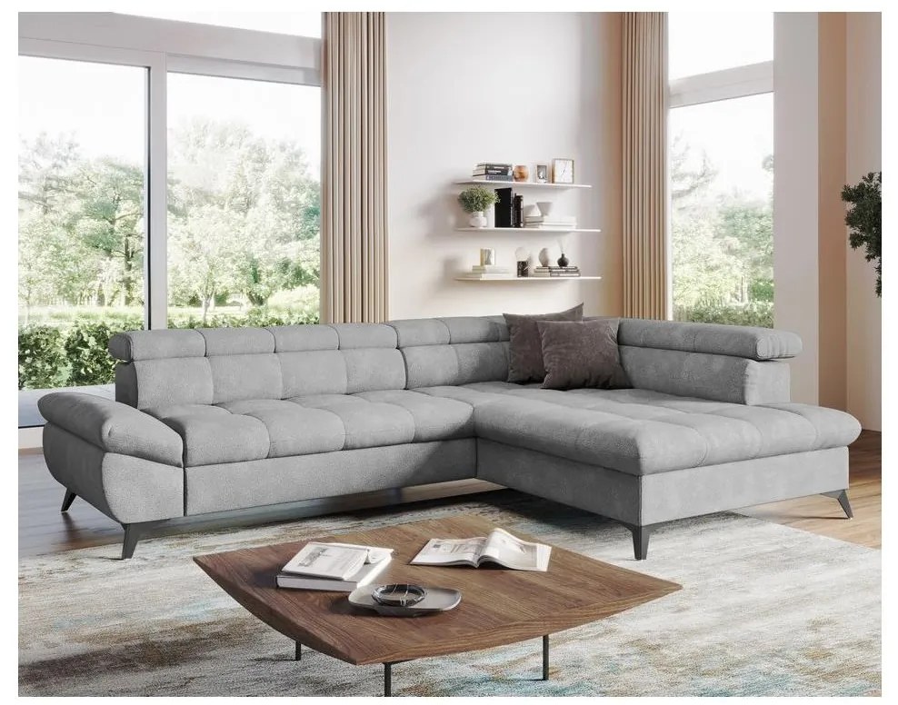 Kinyitható sarokkanapé MARANO jobb oldali, szürke