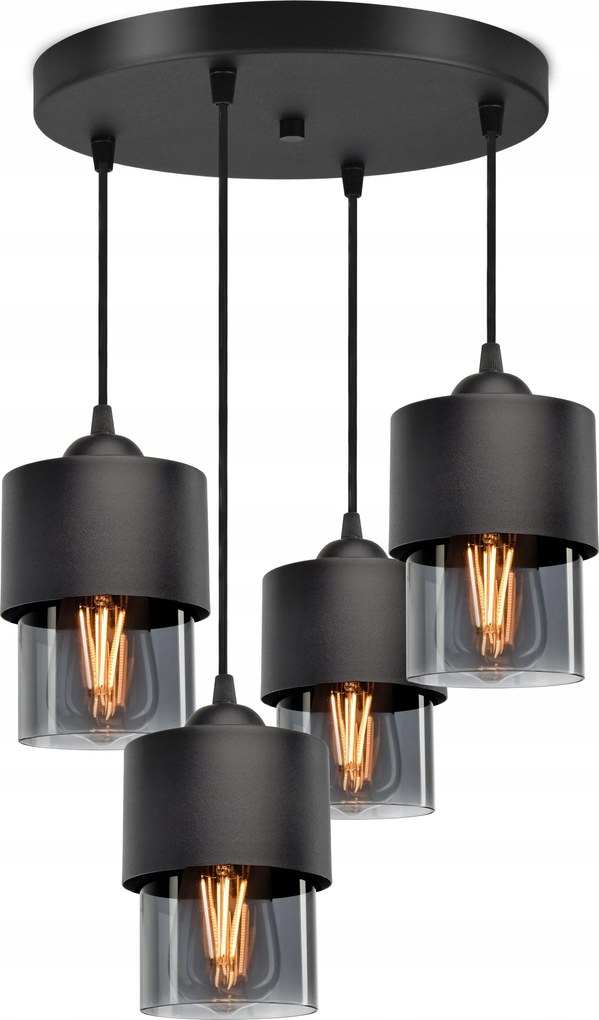 Függő lámpa Csillár lámpabúra Fém Üveg Grafit