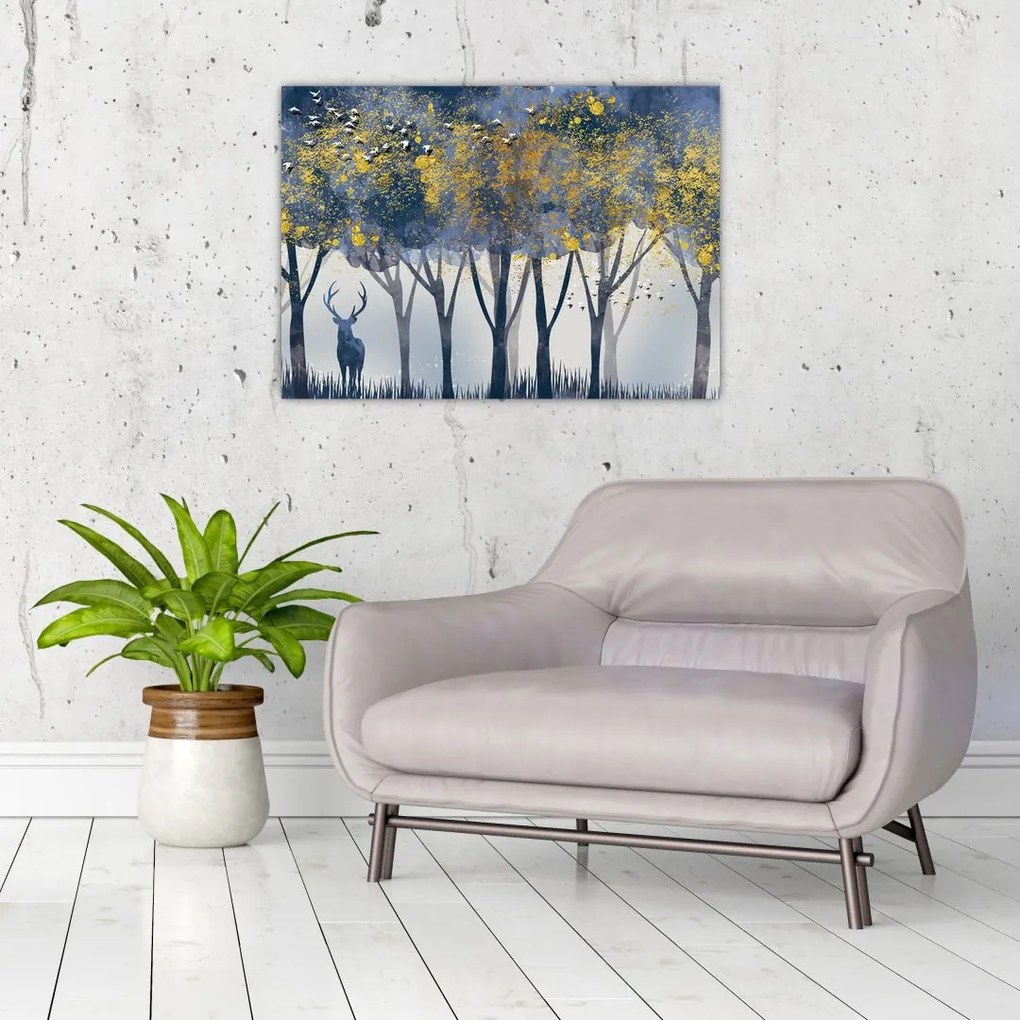 Kép egy szarvasról az erdőben (70x50 cm)