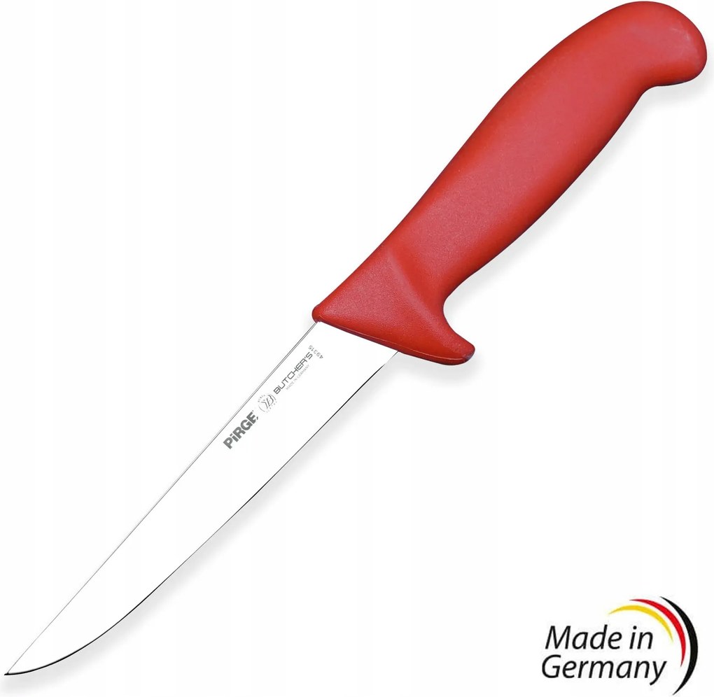 Egyenes hentes kés csontozó 150 mm német Pirge Hentes, piros