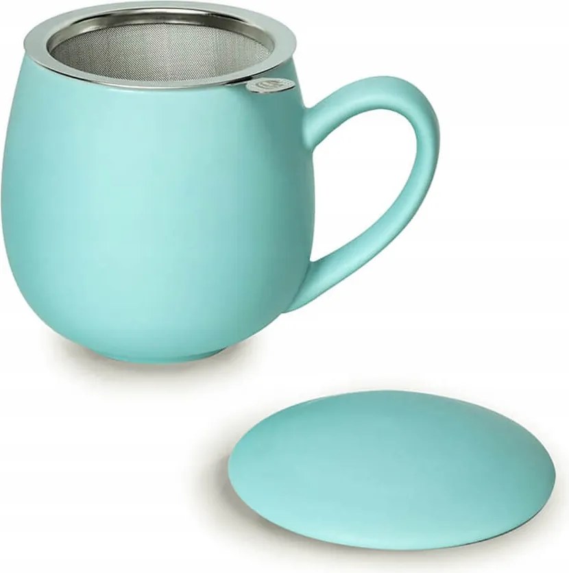 Matt nagy porcelán bögre befőzővel és fedővel 350 ml aranyos ajándék