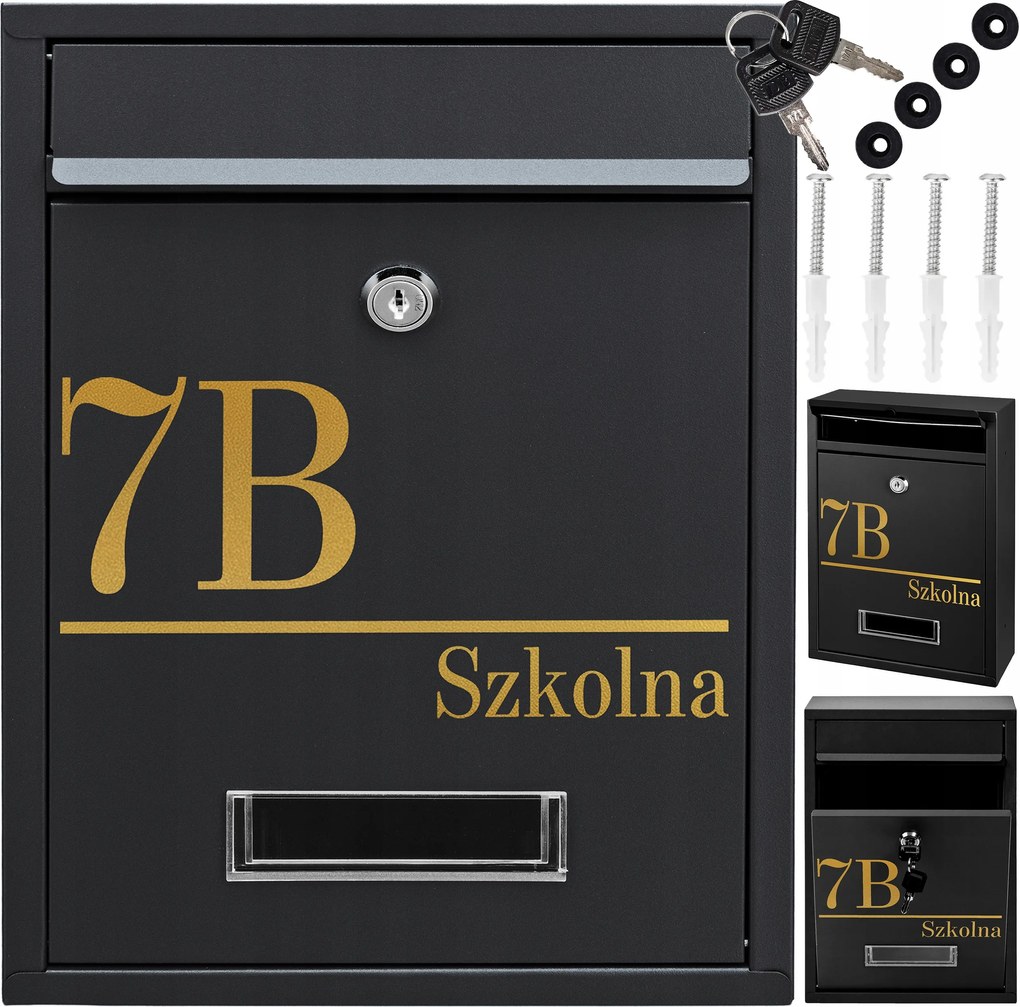 Postaláda Rib Levelek Fekete Arany Minta