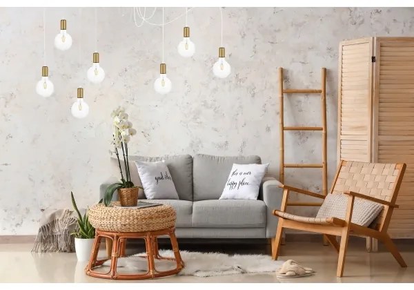 Csillár zsinóron MIROS 7xE27/60W/230V pók fehér/arany