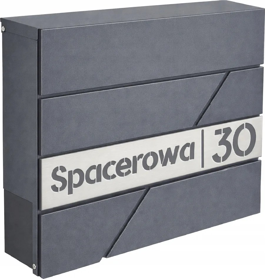 Postaláda rozsdamentes acél Antracit cím házszám Cnc bedobó