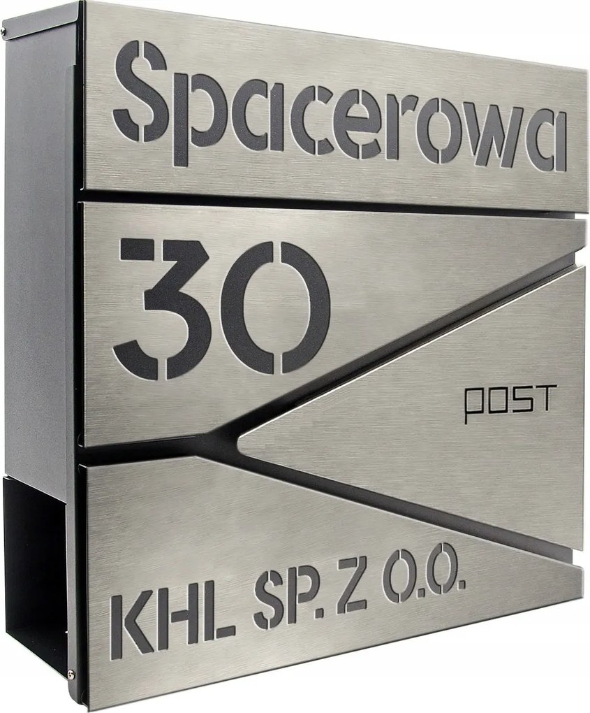 Levéltartó doboz, újságtartó rozsdamentes acél cím házszám Cnc