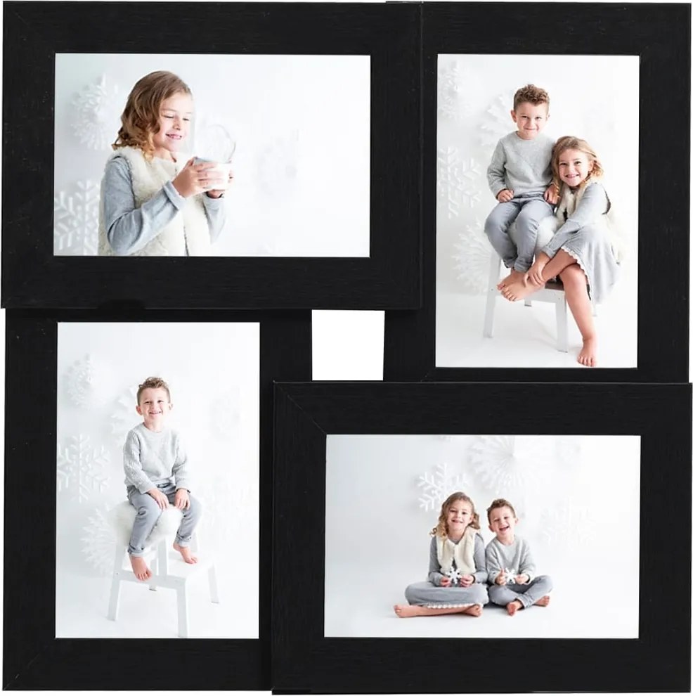 vidaXL fekete MDF fényképkeretszett 4 db 13 x 18 cm-es képhez