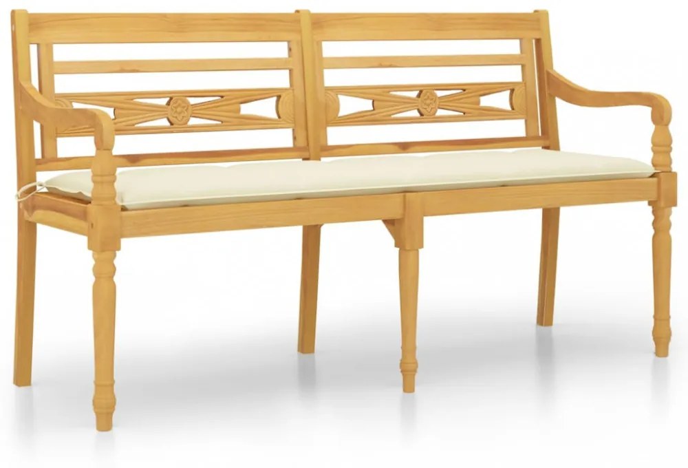 tömör tíkfa Batavia pad krémszínű párnával 150 cm