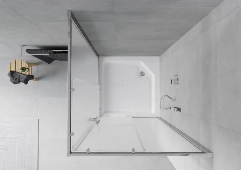 Mexen Rio 90 x 90 cm-es, szögletes zuhanykabin, deres, króm + fehér zuhanytálca - 860-090-090-01-30-4510