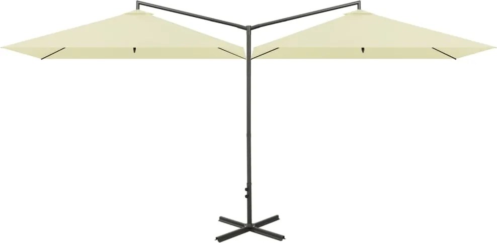 vidaXL homokszínű dupla napernyő acélrúddal 600 x 300 cm