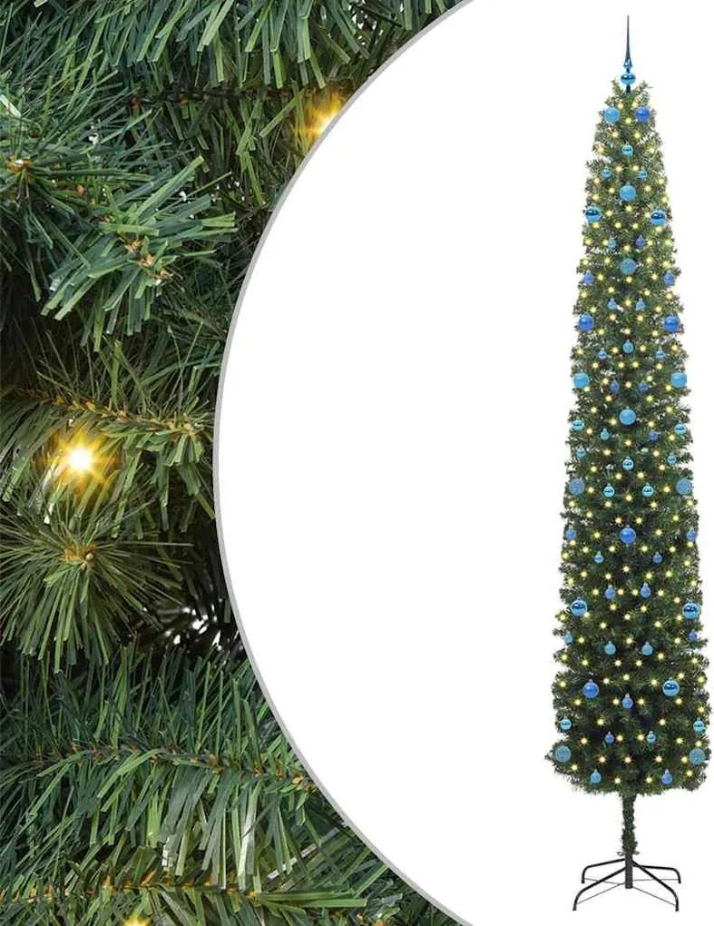 vidaXL Mű karácsonyfa 300 LED-del Zöld 300 cm PVC, acél és műanyag