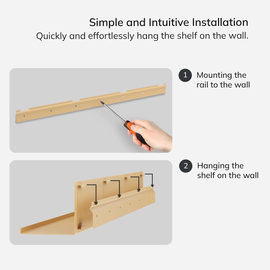 JOANNE fali polc 1200 mm, Fresh Style: bézs