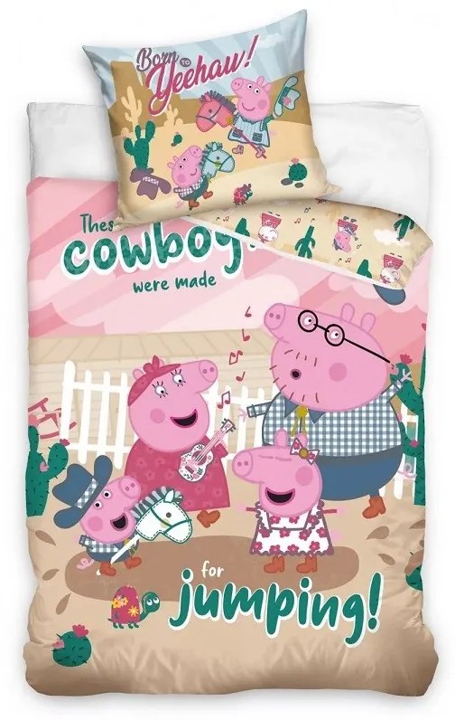 Peppa malac Cowboy ágyneműhuzat 140×200cm, 70×90 cm