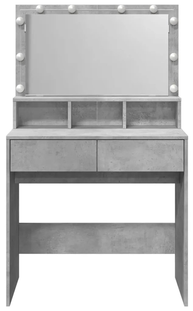 betonszürke fésülködőasztal LED-del 80 x 41 x 134,5 cm