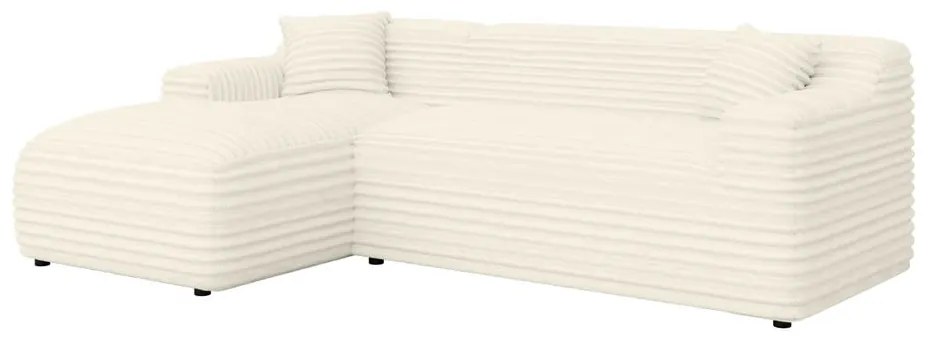 Krémszínű kordbársony sarokkanapé (bal oldali-heverő résszel) Martin – Ropez