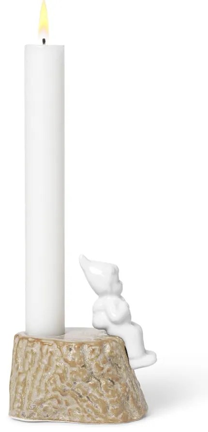 Karácsonyi gyertyatartó porcelánból és agyagkerámiából, hosszúság 9 cm - Kähler Design