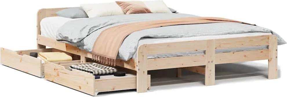 vidaXL tömör fenyőfa ágy matrac nélkül 150x200 cm