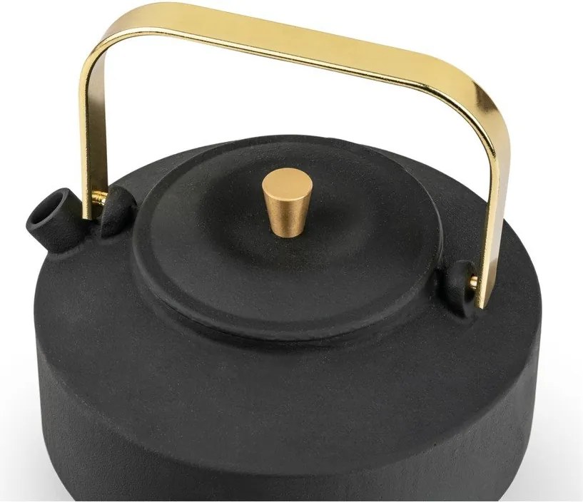 Fekete öntöttvas teáskanna szűrővel 1 l Shangdong – Bredemeijer