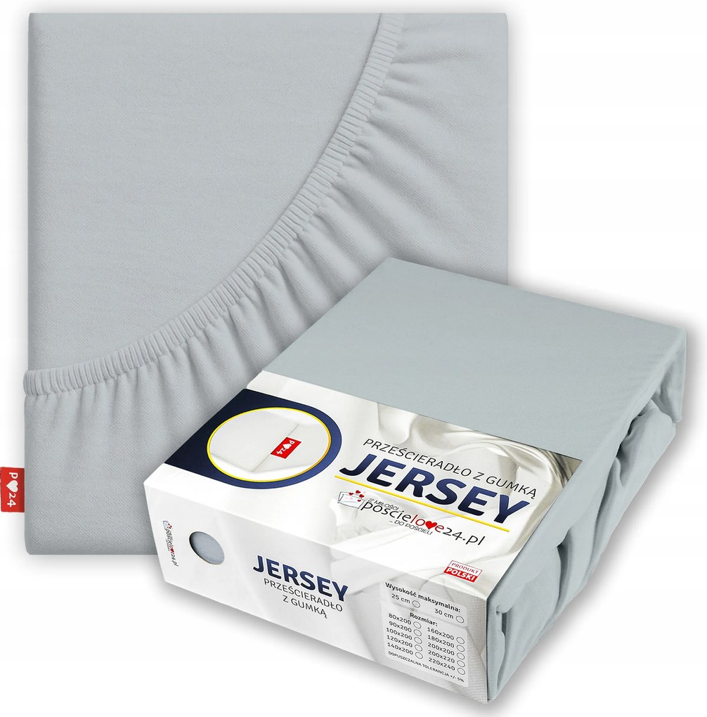 Jersey lepedő 120x200 gumis vastag pamut oldal 30 cm Hamuszürke