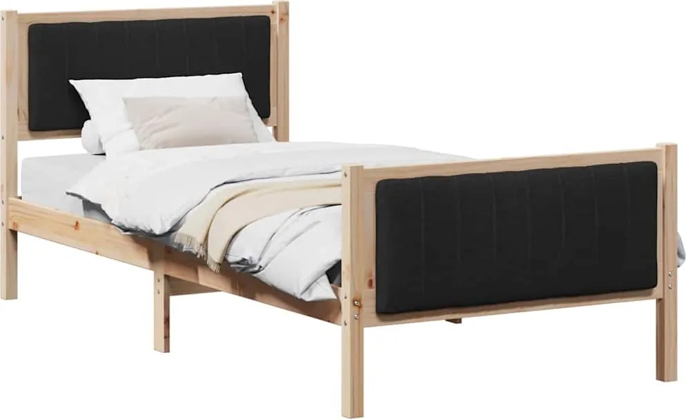 vidaXL Ágykeret fejtámlával Barna és fekete 90 x 200 cm Tömör fenyőfa