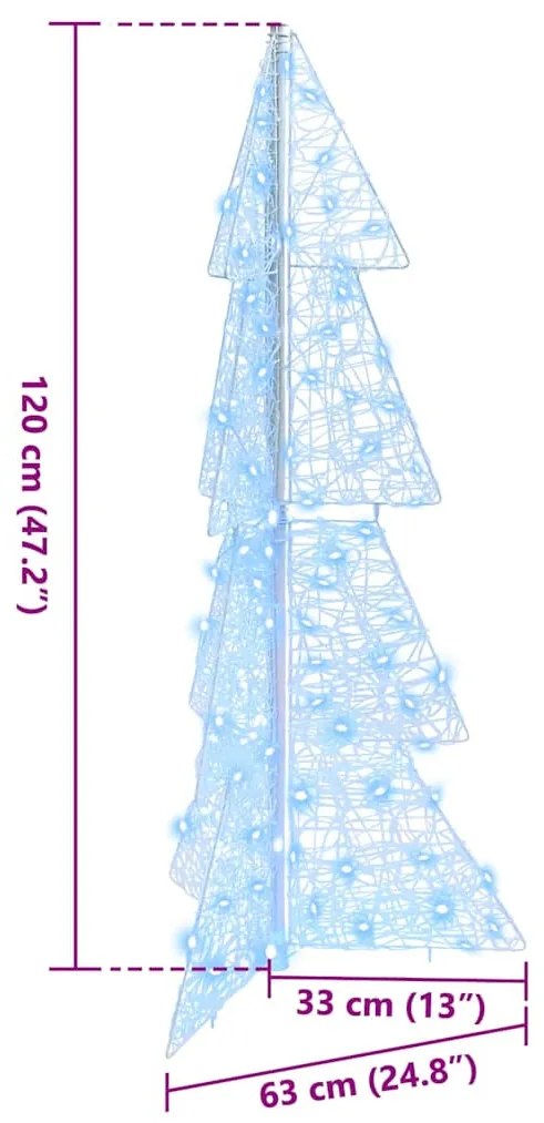 Karácsonyfa 100 LED-del Hideg Fehér 120 cm Akril