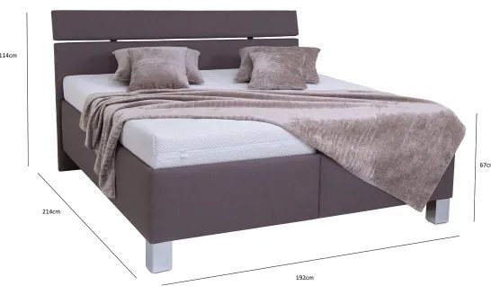 Kárpitozott ágy ALIS 180x200 cm matraccal és ágyneműtartóval, barna