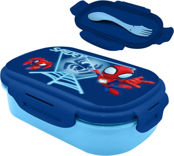 Pókember Blue Web szendvicsdoboz + evőeszköz szett