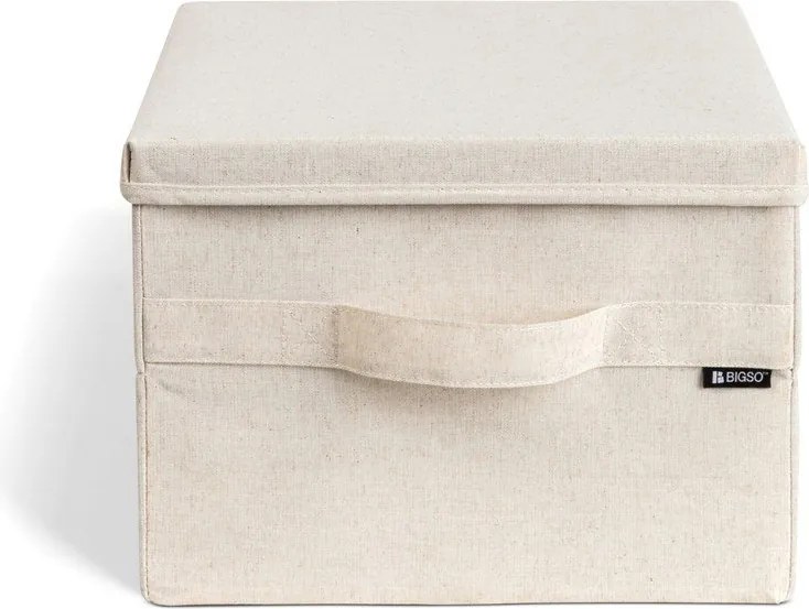 Bézs fedeles textil tárolódoboz 31x41x22 cm Soft Storage Medium – Bigso