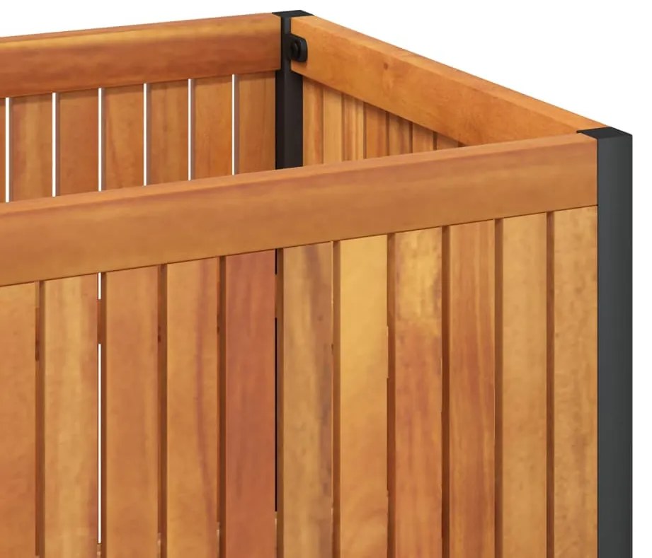 tömör akácfa és acélkerti virágtartó 110 x 30 x 27,5 cm