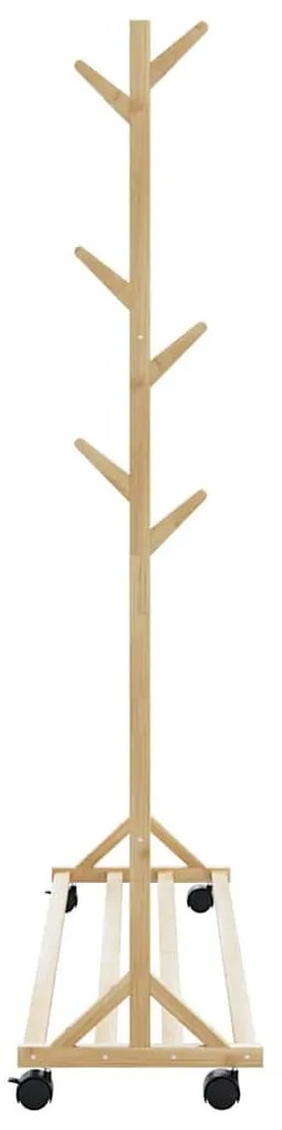 Ruhatartó állvány kampókkal kerekekkel 100x35x157 cm bambuszból