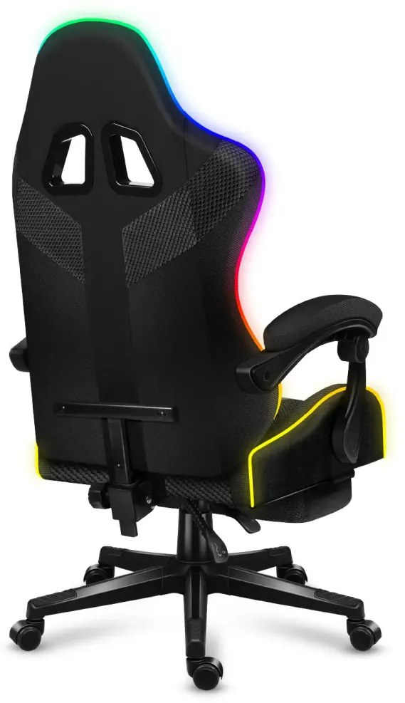 Gamer szék, Force RGB hálós, lábtartóval, fekete