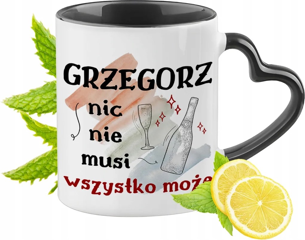 Gergelynek Fekete Bögre Szív Alakú Füllel Ajándék