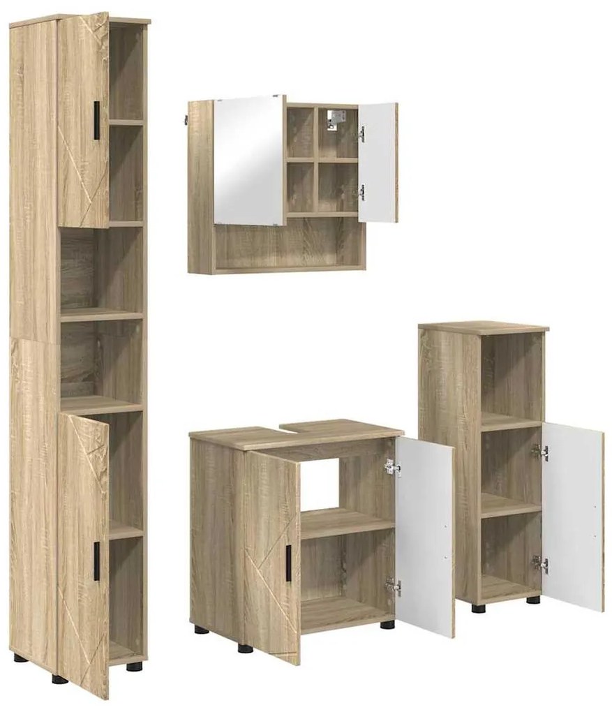 Fürdőszoba bútor szett 4 pcs sonoma tölgy 61 x 35 x 64 cm