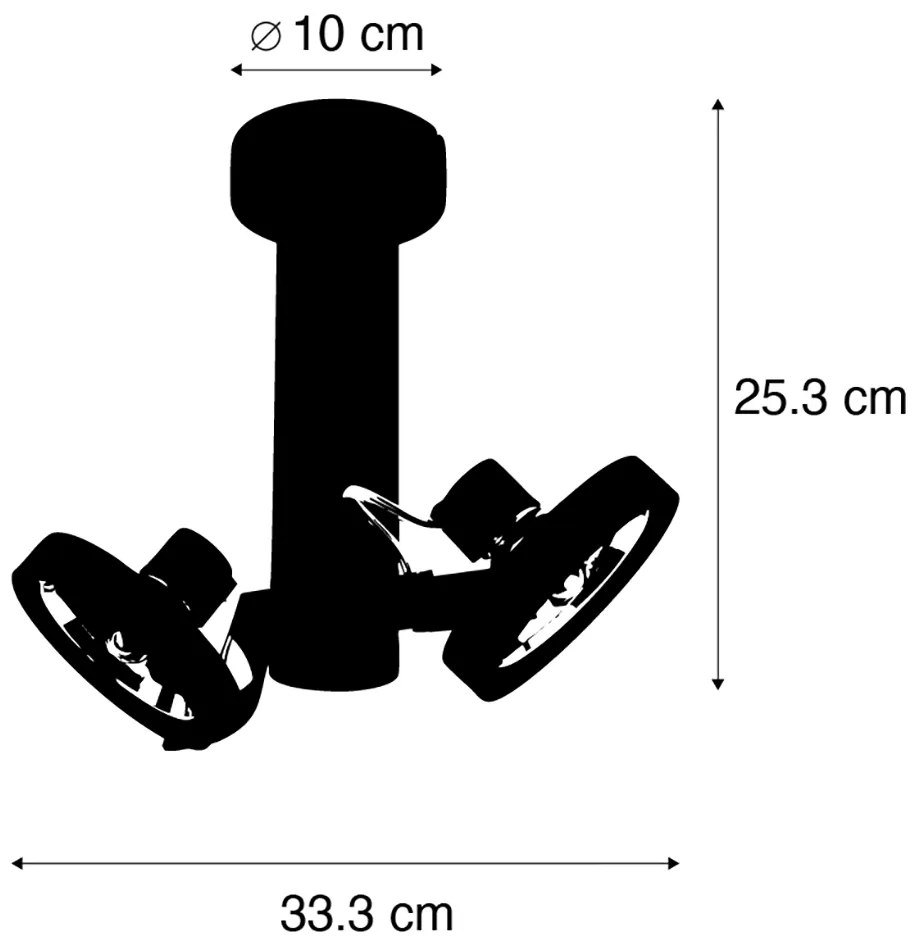 Modern fekete állítható spotlámpa 2-lámpás - Goes
