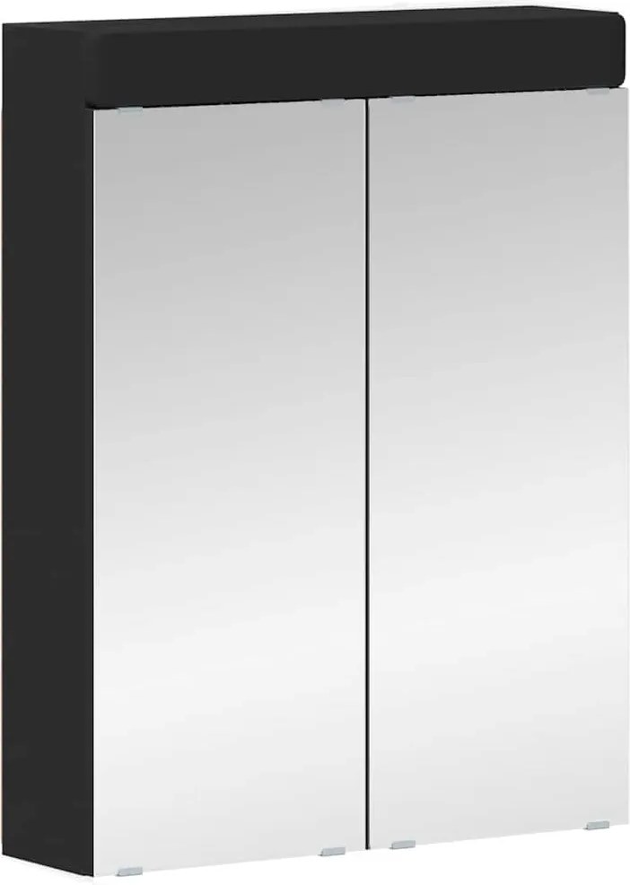 vidaXL Fürdőszobai tükörszekrény TULUM Fekete 60 x 16,5 x 78 cm