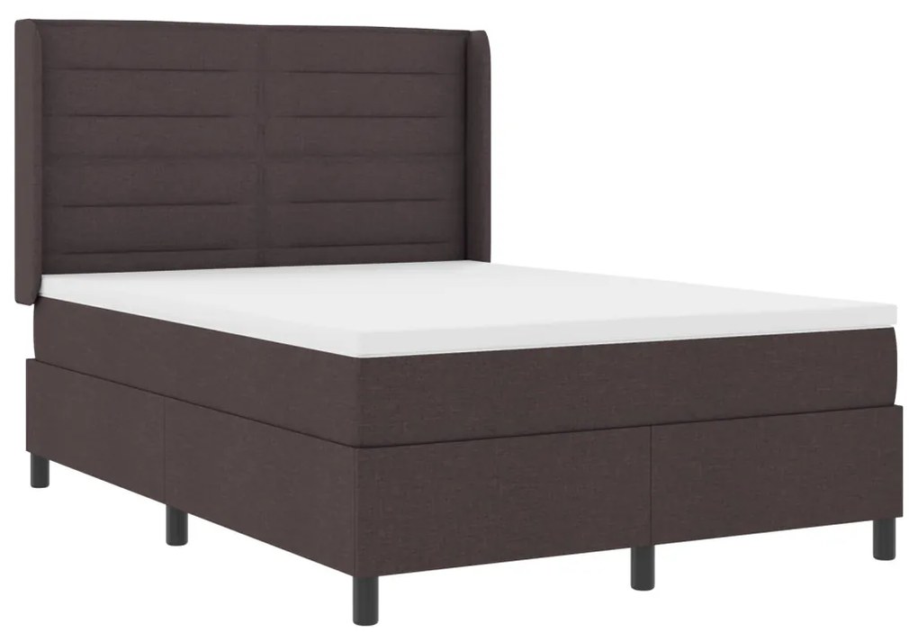 Boxspring Ágy Mattal és LED-del Sötétbarna 160x200 cm Szövet
