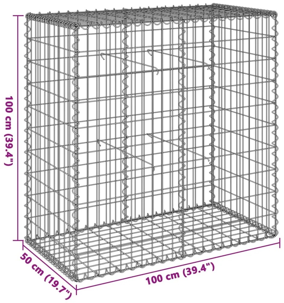 horganyzott vas gabion kosár fedéllel 100 x 50 x 100 cm