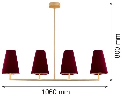 Argon 1829 - Csillár rúdon SAFIANO 4xE27/15W/230V Burgundi