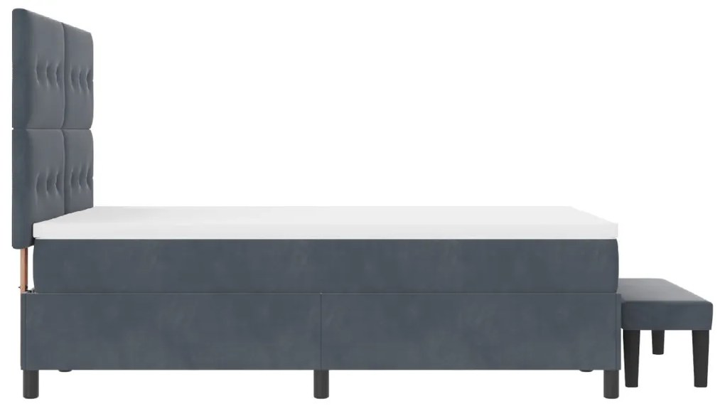 Box Spring Ágy Matraccal és Paddal Sötétszürke 140x200 cm Bársony