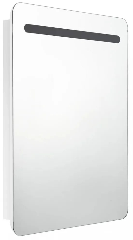 fényes fehér LED-es tükrös fürdőszobaszekrény 60 x 11 x 80 cm