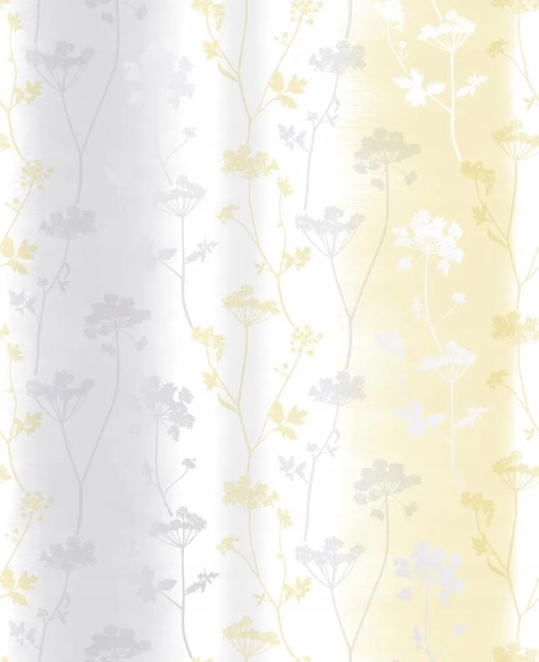 Fali tapéta szárak levelek virágok szürke sárga