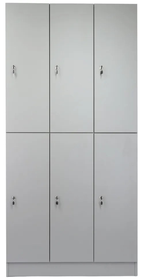 Fa gardrób Visio LUX - 6 doboz, 90 x 45 x 185 cm, hengerzár, szürke