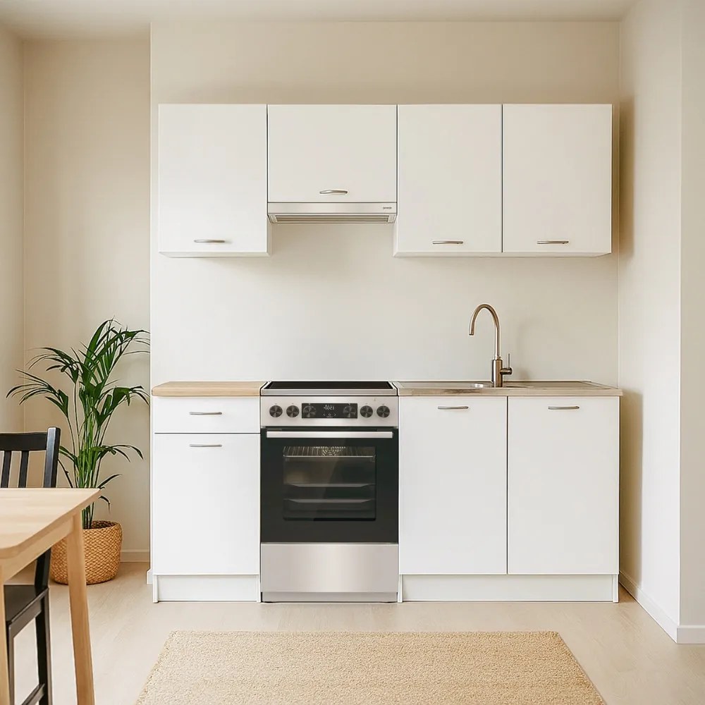 Praktik 180 konyhabútor, fehér korpusz, fehér front