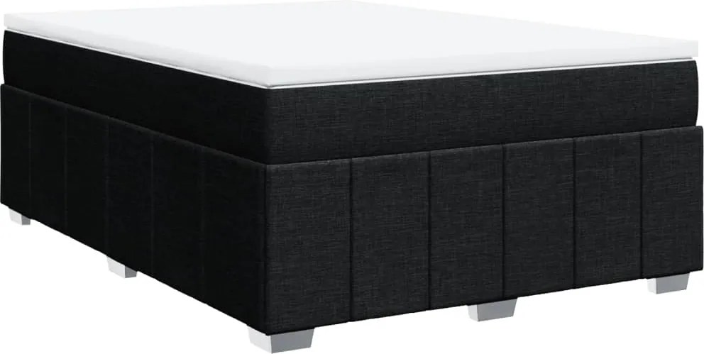 vidaXL fekete szövet rugós ágy matraccal 160x200 cm