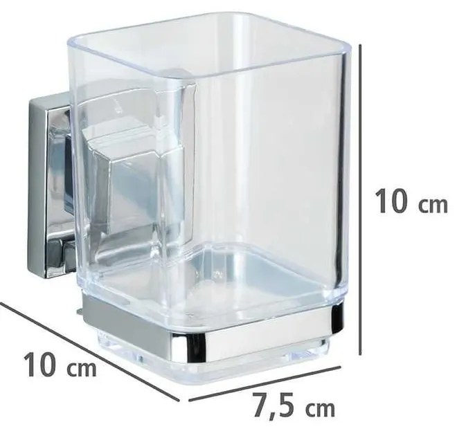 Fényes ezüstszínű öntapadós műanyag fürdőszobai kiegészítő szett Quadro – Wenko