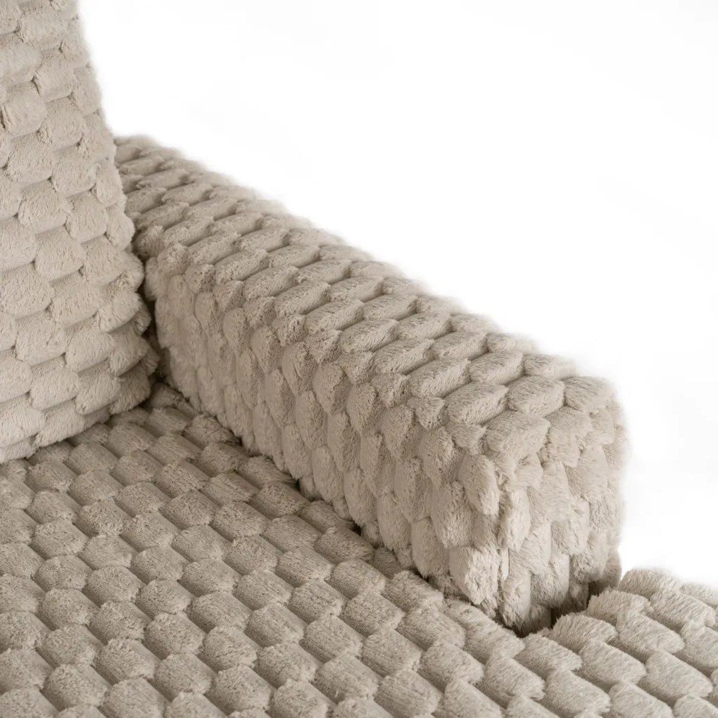 Fotel Wypoczynkowy KOBEL Beżowy Pluszowy